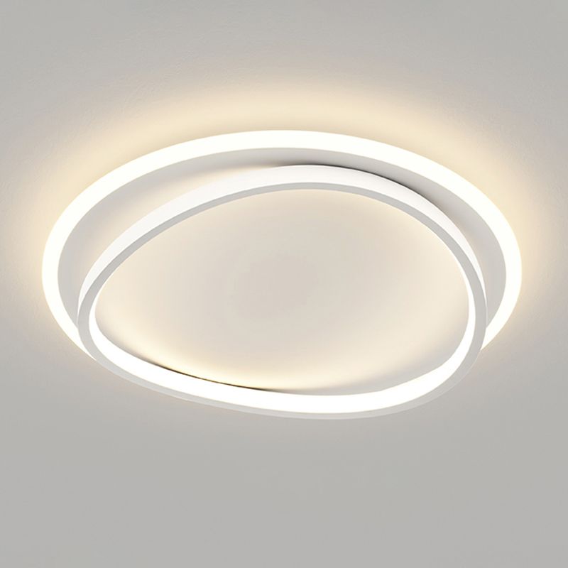 Matte White Contemporary Flush Mount Iron and Acrylic Round LED Flush