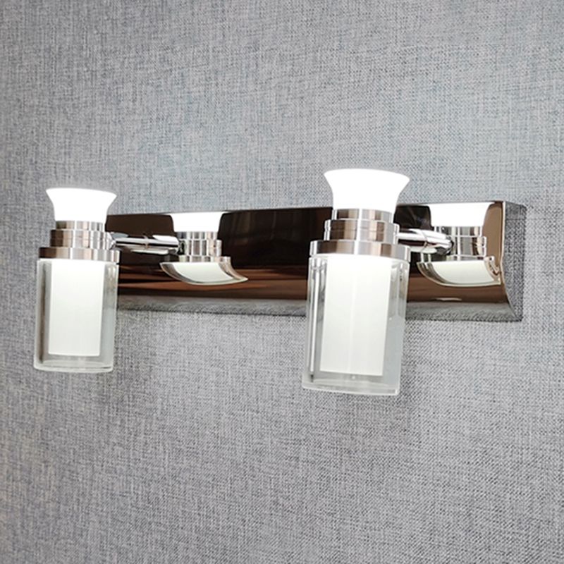 Metal Mirror Wall Lights Modern Simple Stlye Multi Heads Wall Mount Fixture in Silver