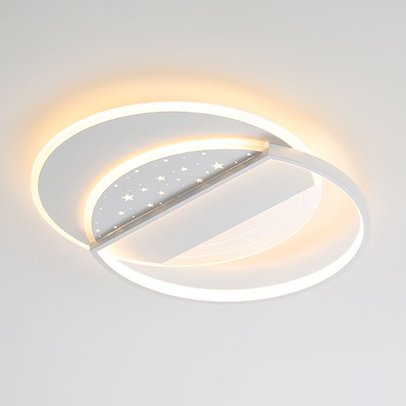 Modern LED Metal Flush Mount Geometric Shape Ceiling Light with Acrylic Shade for Bedroom