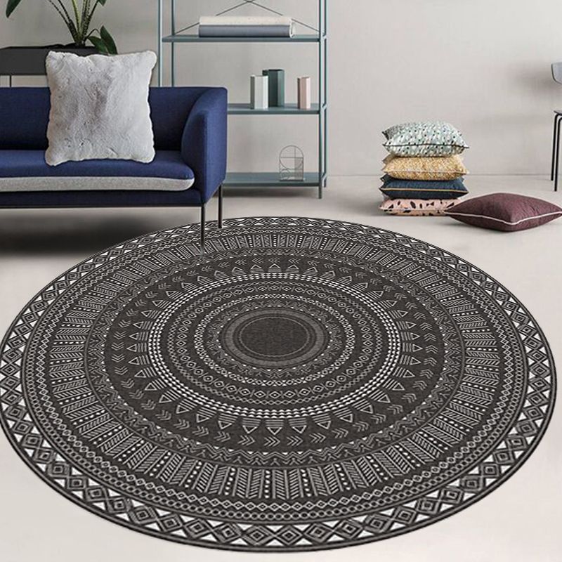 Rapis de motif tribal bohème tapis de polyester gris polyester gris.