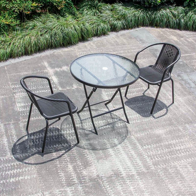 Foldable Tempered Glass Patio Table Contemporary Water Resistant Patio Table