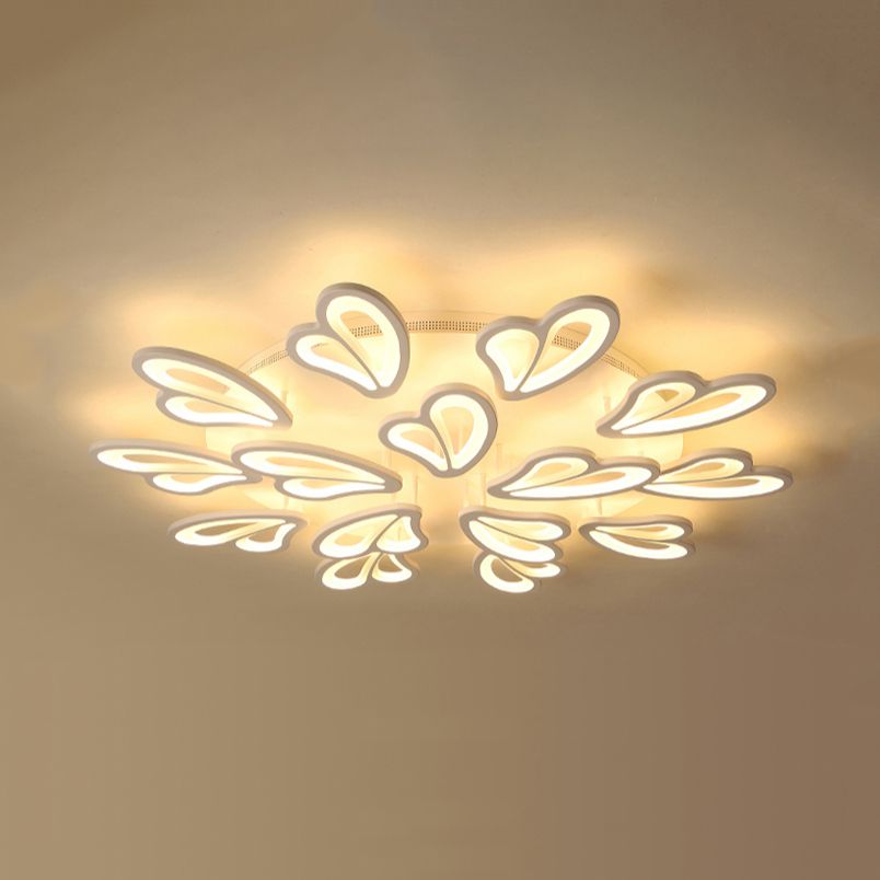 21.5"/23.5"/25.5" Wide Modern Floral LED Flush Lighting Acrylic 3/5/9 Heads Living Room Ceiling Mount Light Fixture in Warm/White/Natural Light