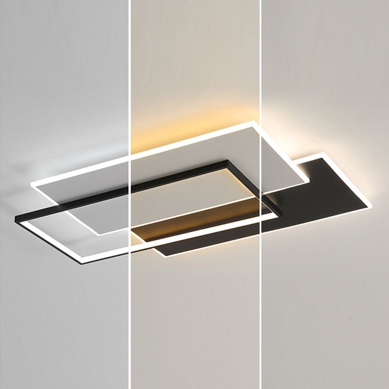 Minimalism Flush Mount Metal LED Ceiling Light Fixture in Black and White for Living Room