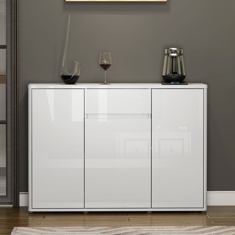 Modern White Sideboard Buffet Stone Top Buffet Table with Drawer and Door