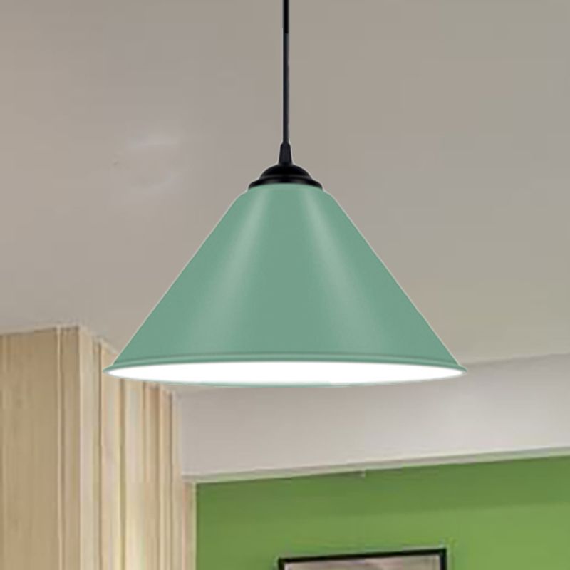 Kegelhangende licht Modern metaal 1 lichtroze/geel/groene hanglamp, 12 "/14"/16 "dia