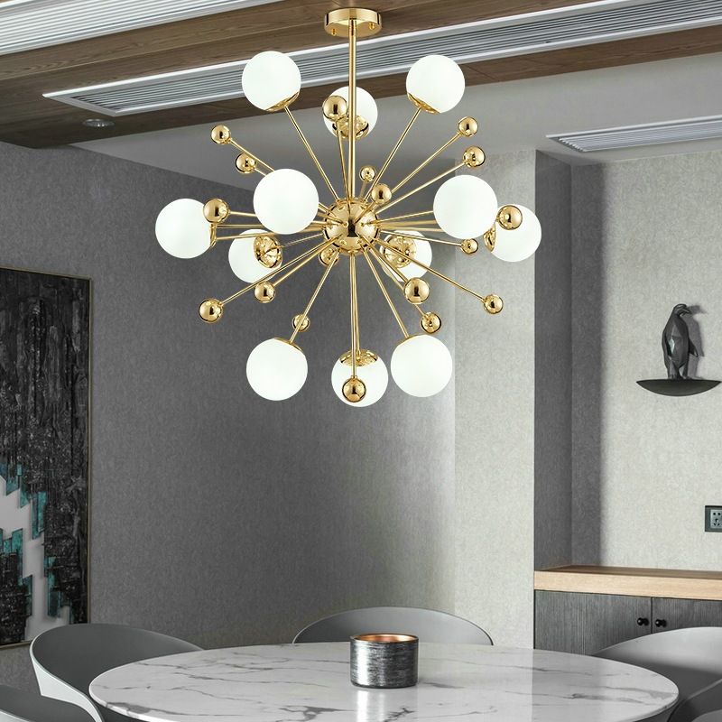 Living Room Hanging Chandelier Metal Contemporary Pendant Light in Gold