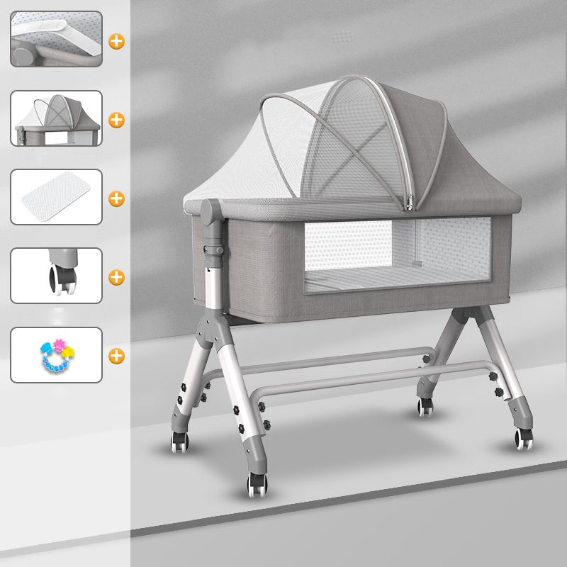 Rectangle Metal Bedside Crib Gliding and Rocking Crib Cradle for Baby
