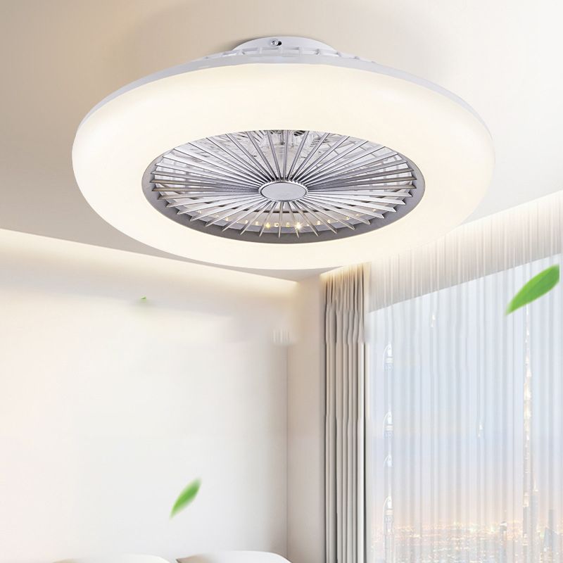 8 Blades Round Fan Lamp Simplicity Bedroom LED Semi Flush Ceiling Light