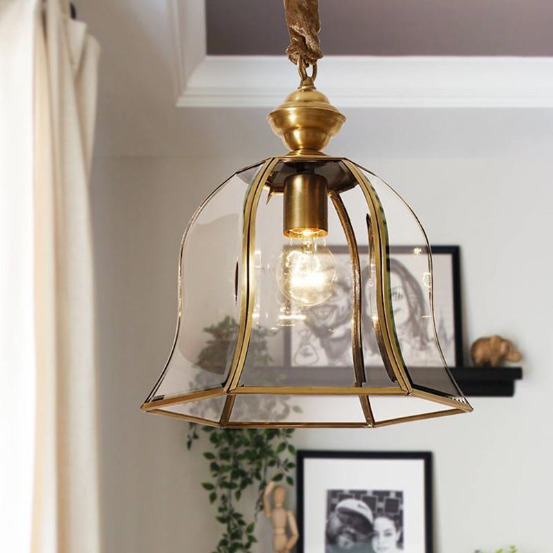 1 Lampada a sospensione tradizionale a campana tradizionale in ottone in ottone in ottone per sala da pranzo