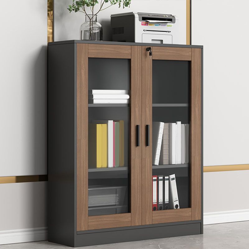 Contemporary File Cabinet Solid Wood Frame Vertical File Cabinet with Key Lock