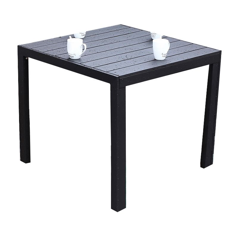 Outdoor Industrial Patio Table Metal Frame Dining Table in Black