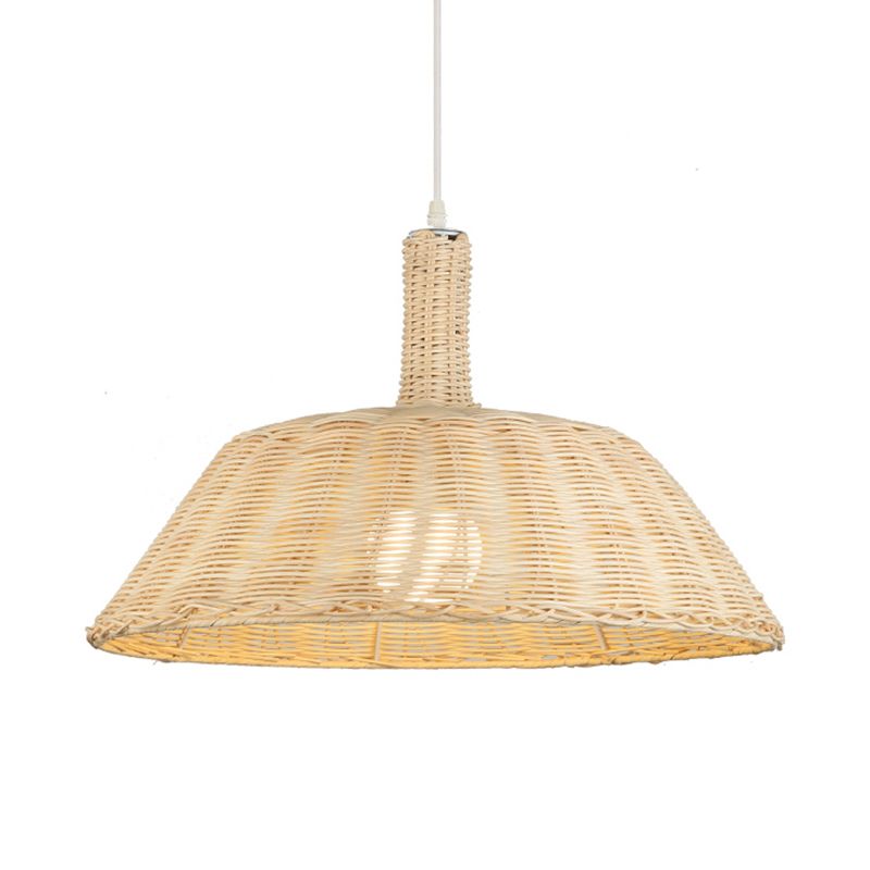 Handgewebte Anhängerbeleuchtung im Landstil mit Scheunenschatten Rattan 15 "/19" W 1 Glühbirnenhängung Lampe in Beige