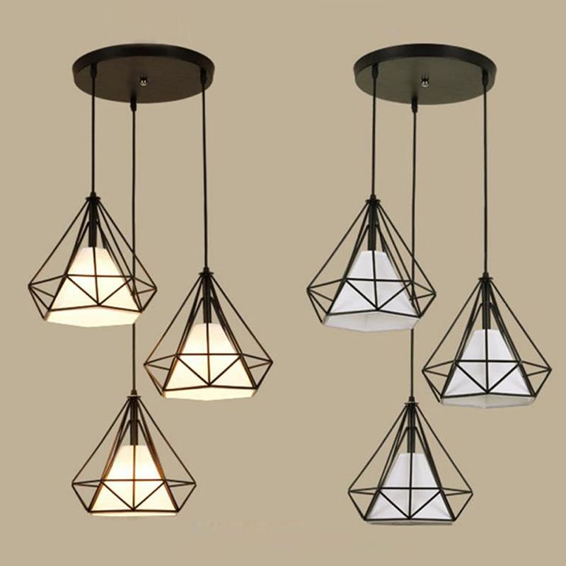 3-Lights Geometric Multi Pendant Light Fixture Industrial Metal Multi-Pendant