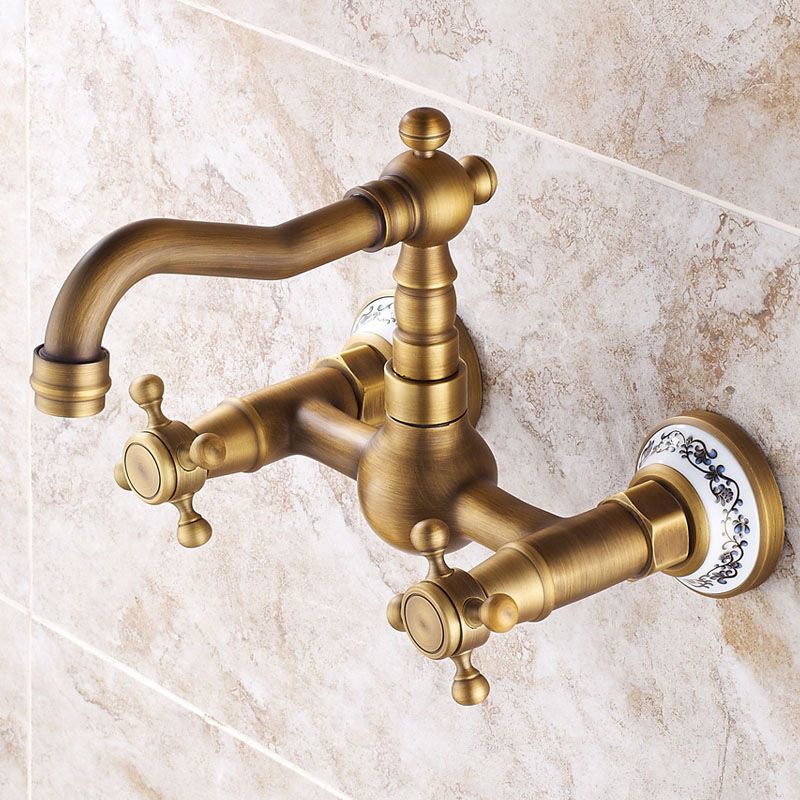 Wall Mounted Faucet Glam Style Bathroom Faucet with 2 Handles