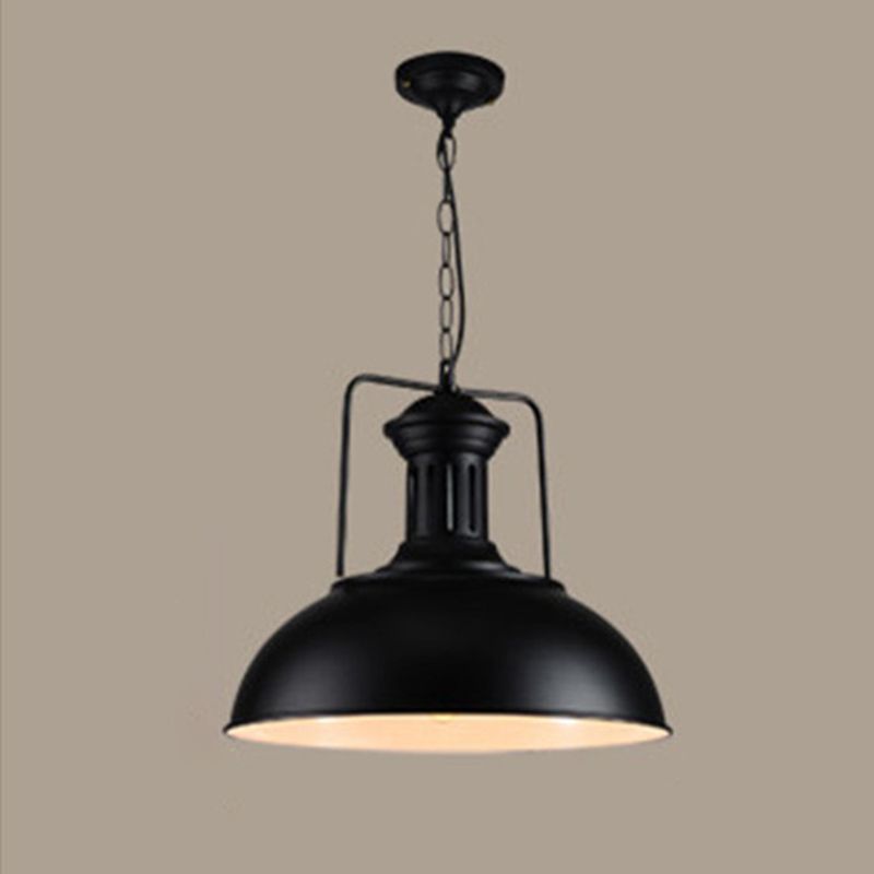 1 Light Dome Pendant Industrial Metal Ceiling Pendant with Hanging Chain for Bar