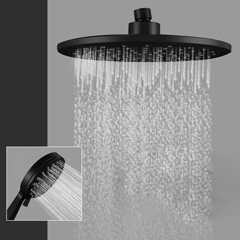 Contemporary Black Round Shower Head Combo Rain Fall Hand Shower