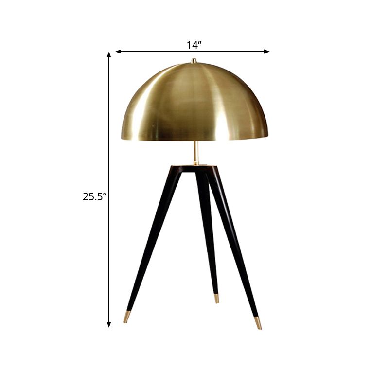 Gold Finish Dome Table Lamp Contemporary 1 Light Metallic Table Light with Tripod for Living Room