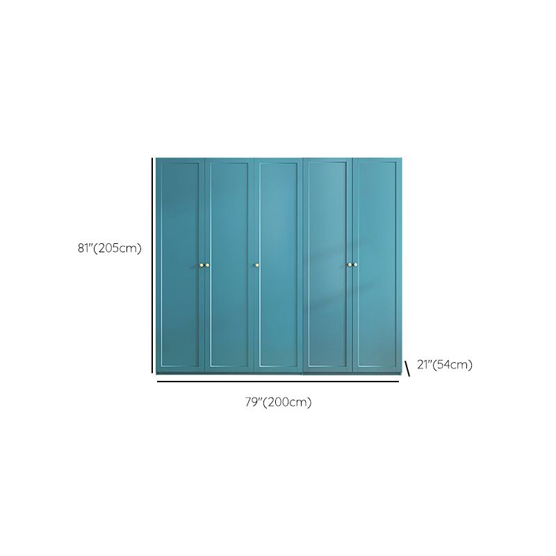 Modern Blue Bedroom Armoire Manufactured Wood Wardrobe Armoire