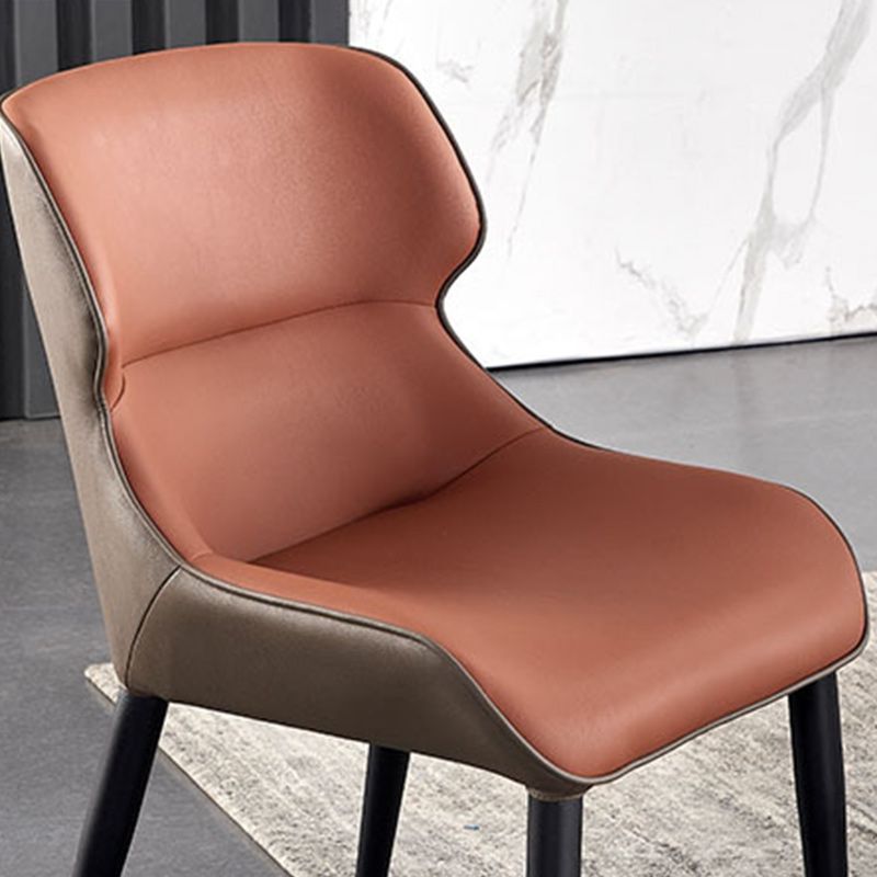 Modern Style Faux Leather Dining Chairs Metal Arm Dining Chair for Home Use