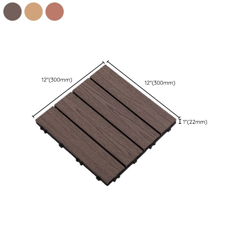 Interlocking Composite Deck Tile Outdoor Patio 11.8" x 11.8" Decktile