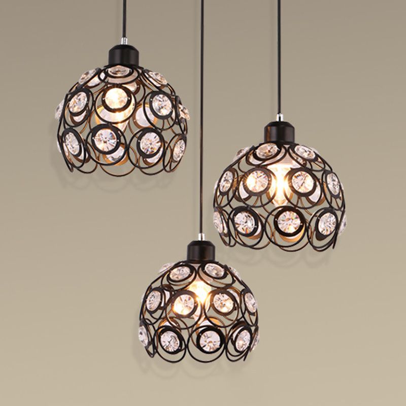 7 "Largeur de style contemporain mini cadre en métal de lampe suspendue avec luminaire d'éclairage en cristal d'éclairage