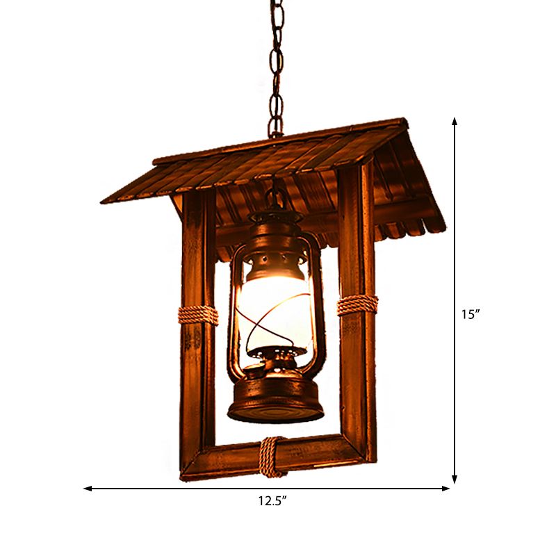 1 Light Pendant Lighting Vintage Style House/Fish Shaped Opal Glass Hanging Ceiling Light in Weathered Copper