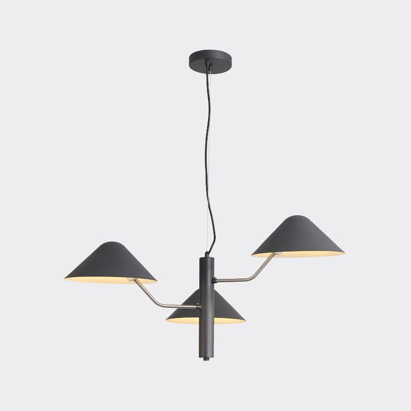 Branch Suspension Light with Metal Cone Shade Postmodern 3/5 Lights Black/White/Green Chandelier Light for Dining Room