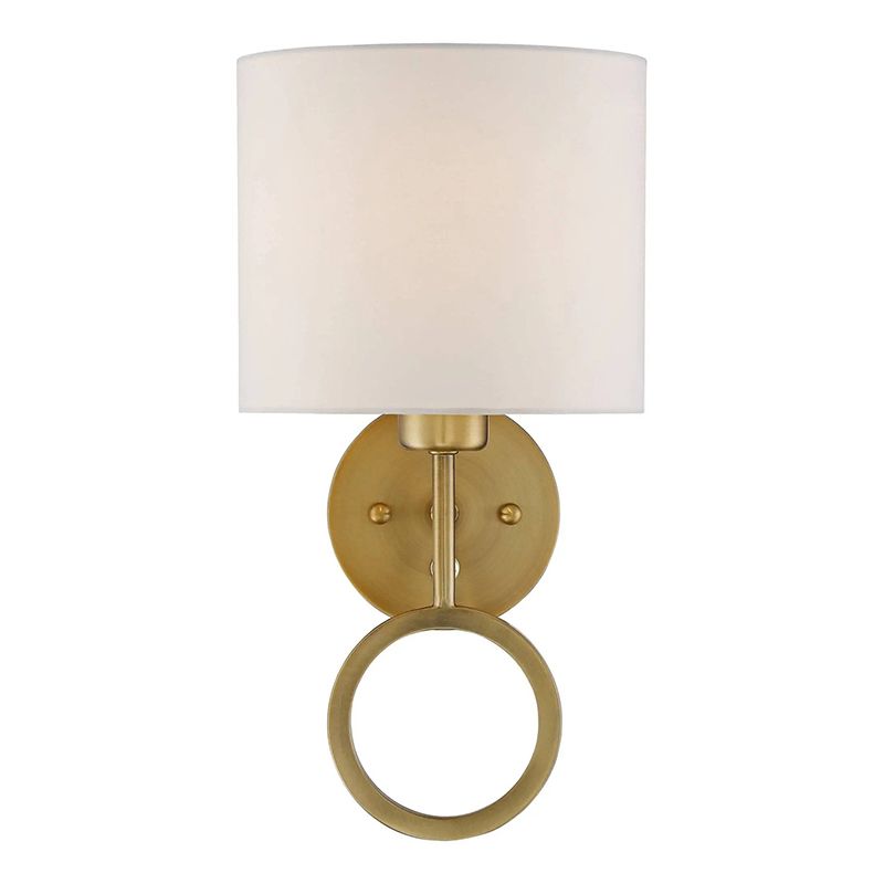 Metal Modern Wall Sconce Cylinder Shape Sconce Lights with Fabric Shade for Bedroom