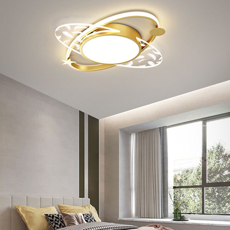 Metal Ovals Ceiling Mounted Lamp Fixture Minimalist Style LED Ceiling Light