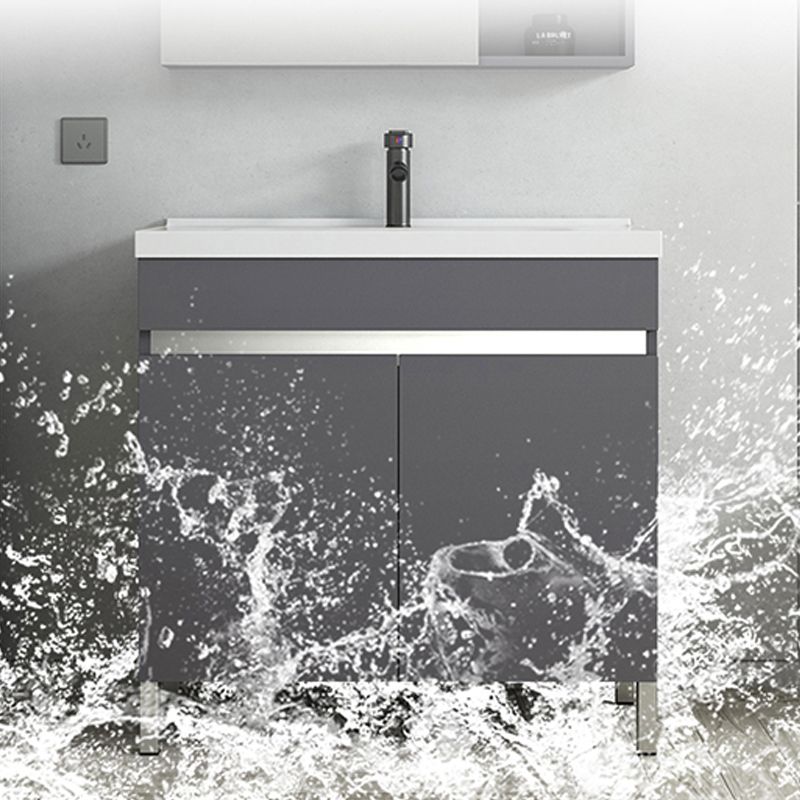 Gray Metal Vanity Sink Modern Free-standing Standard Space Saver Vanity
