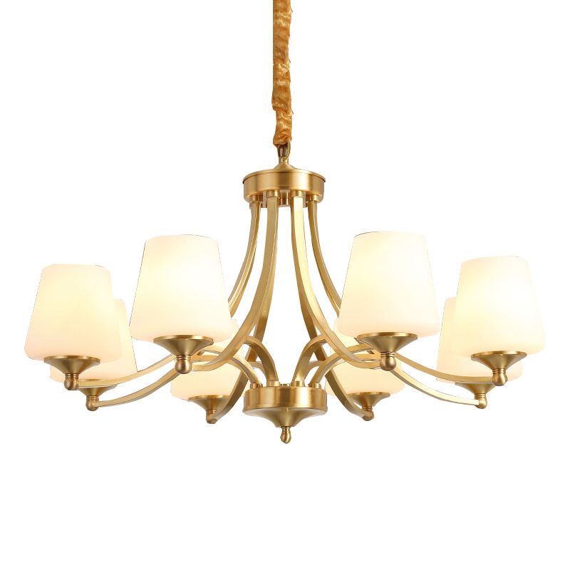 Braccio curvy post-moderno lampadario appeso il lampadario a soffitto in vetro bianco leggero in oro per soggiorno