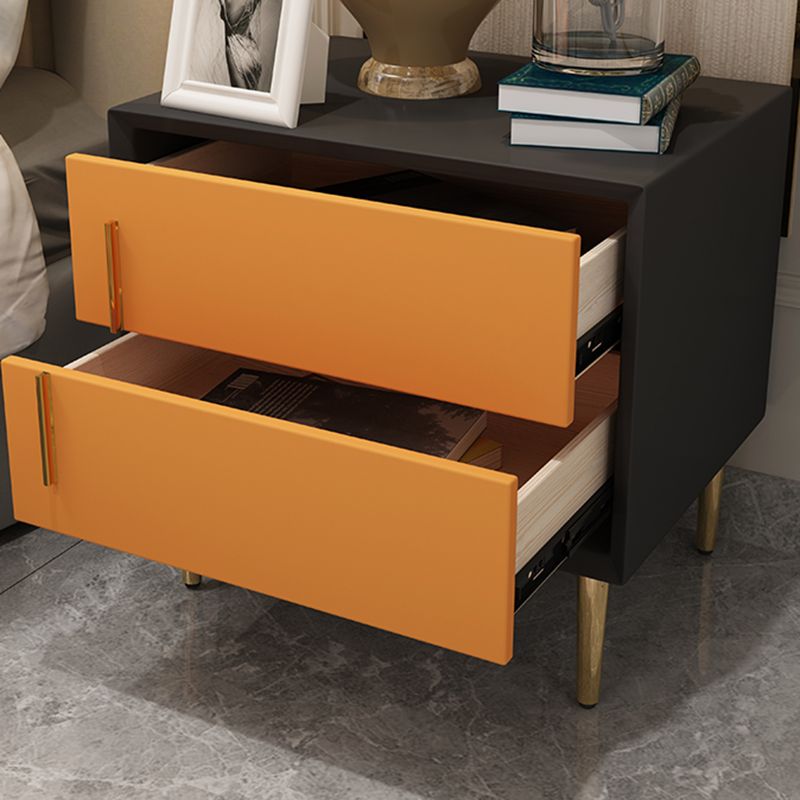 Solid Wood Night Table Contemporary Bed Nightstand with 2 Drawers