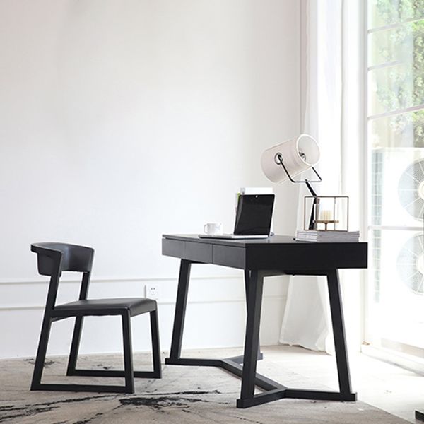 Contemporary Writing Desk Solid Wood Office Desk with Drawers