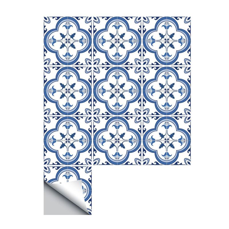 Boho Quatrefoil Turkish Tile Wallpapers 50 Pieces Blue Peel and Paste Wall Art for Kitchen