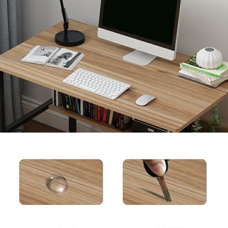 Wooden Rectangular Writing Desk Bedroom Office Desk with Metal Legs