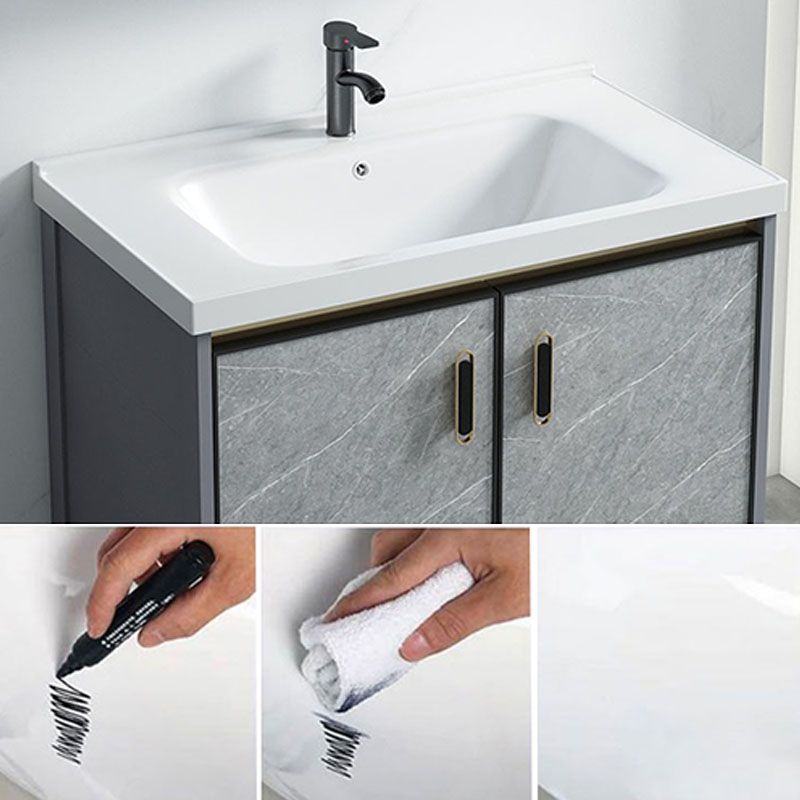 Modern Freestanding Vanity Sink Metal Bathroom Vanity Cabinet with Mirror Cabinet