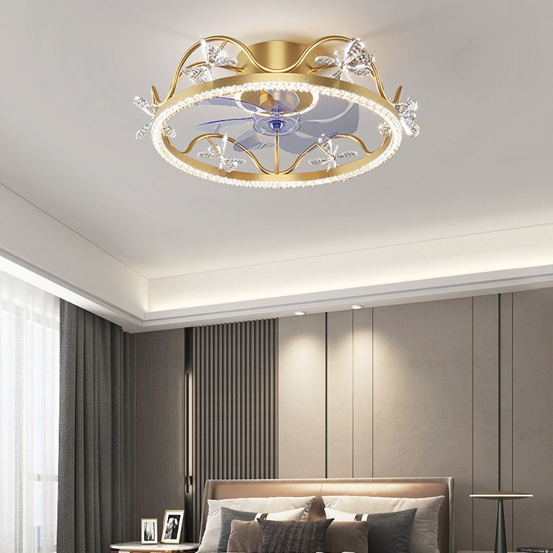 Metal Crown Ceiling Fan Lamp Modern Style LED Ceiling Light for Kids Bedroom