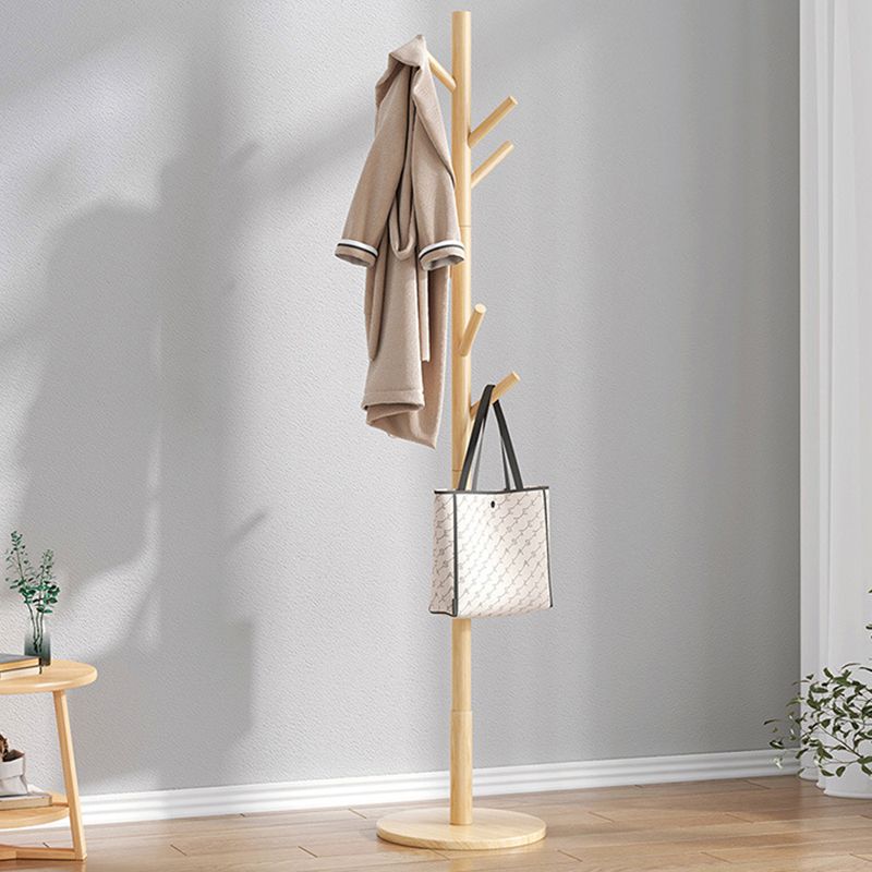 Hall Tree Modern Hooks Free Standing Solid Wood in Bedroom Coat Hanger