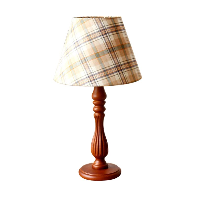 Red/Blue/Green 1 Light Task Lighting Classic Fabric Barrel Shape Night Table Lamp for Bedroom with Wood Base