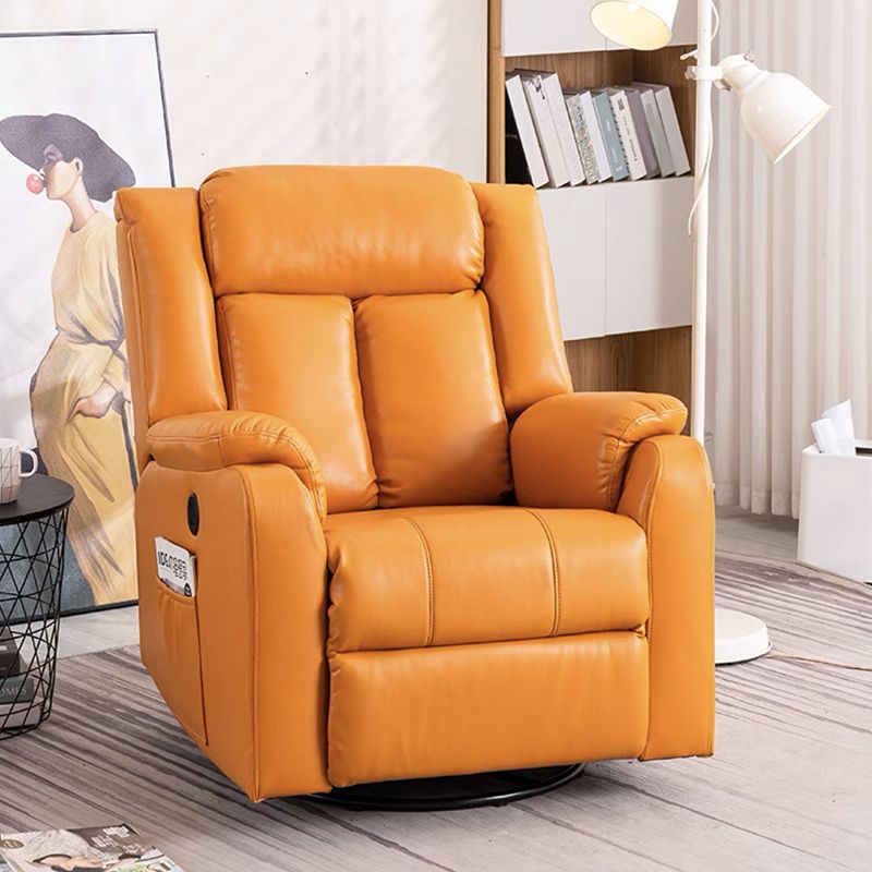 Contemporary Wingback Recliner Swivel Base Indoor Solid Color Manual-Push Botton