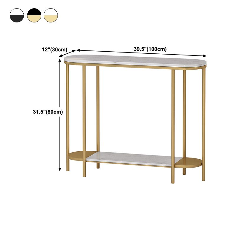 Glam Oval Console Table with Storage Shelf for Hall Accent Table