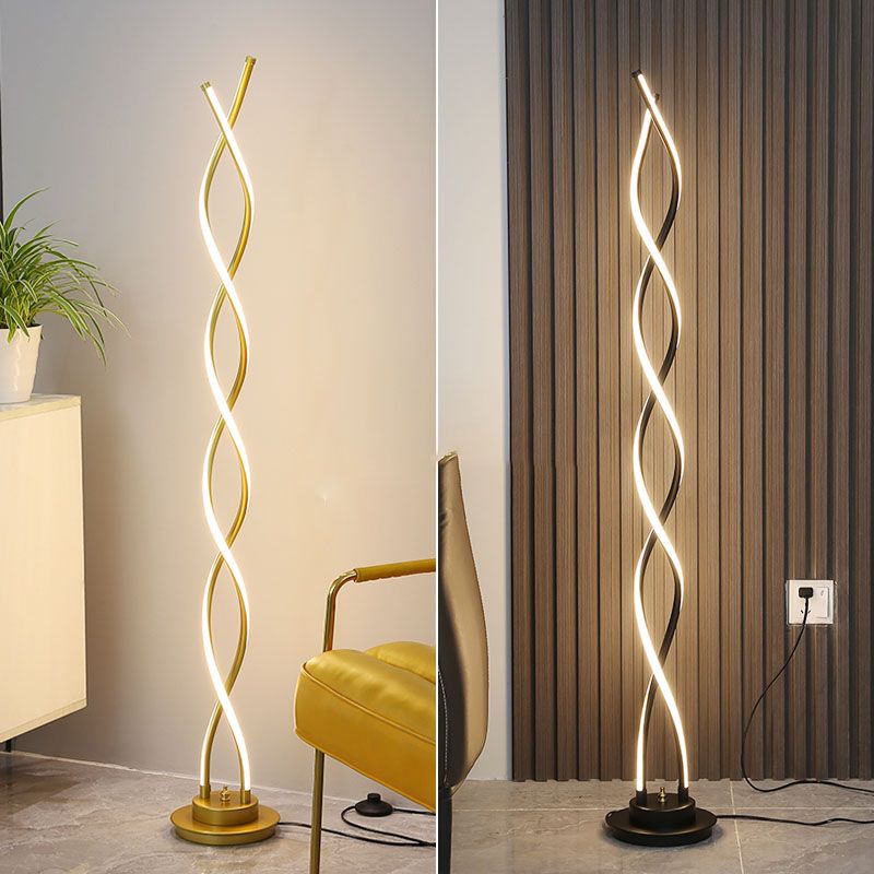 Metal Spiral Floor Lamps Modern Style 1 Light Standard Lamps for Living Room