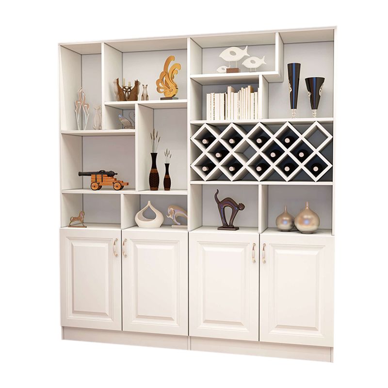 White Manufactured Wood Kitchen Wine Holder with Storage Cabinet