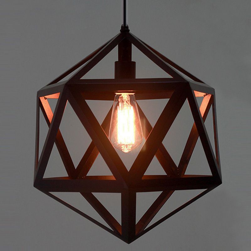 Geometrische metalen hanglamp verlichtingsarmatuur Vintage Style Restaurant Hangend plafondlicht in zwart