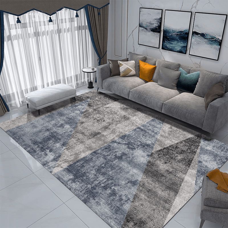 Grey Modern Rug Poleyester Graphic Rug Washable Rug for Drawing Room