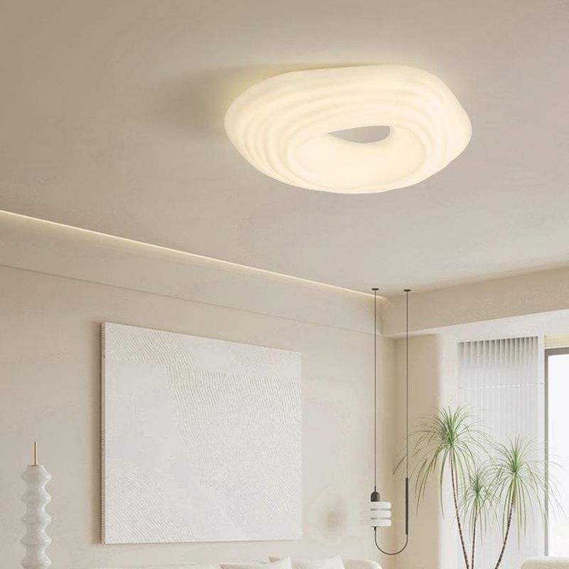 White Shaded Flush Mount Lighting Modernism LED Ceiling Light for Foyer