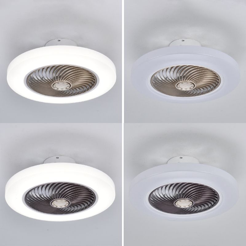 Ventiladores de techo LED blancos acrílicos en montura de lavado circular de hierro de estilo conciso moderno para dormitorio