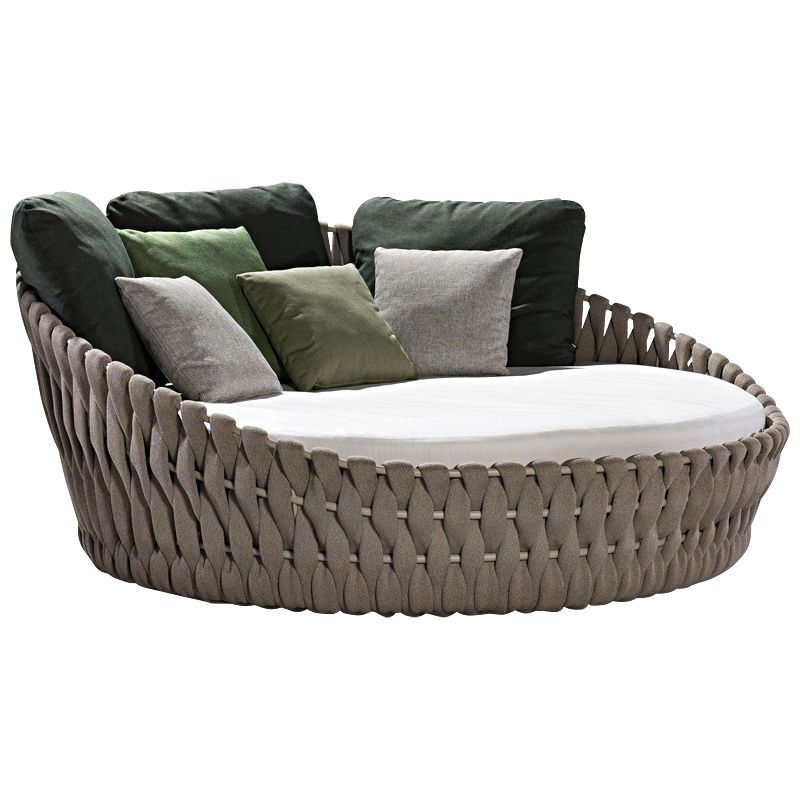 Contemporary Patio Daybed with Water Resistant Cushions in Metal