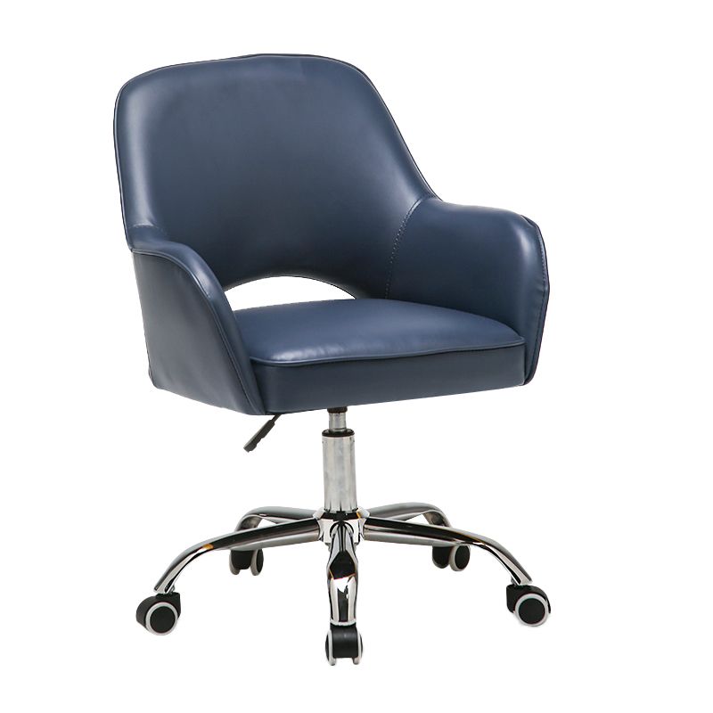 Contemporary Armless Office Chair Leather Distressing Ergonomic Desk Chair with Wheels