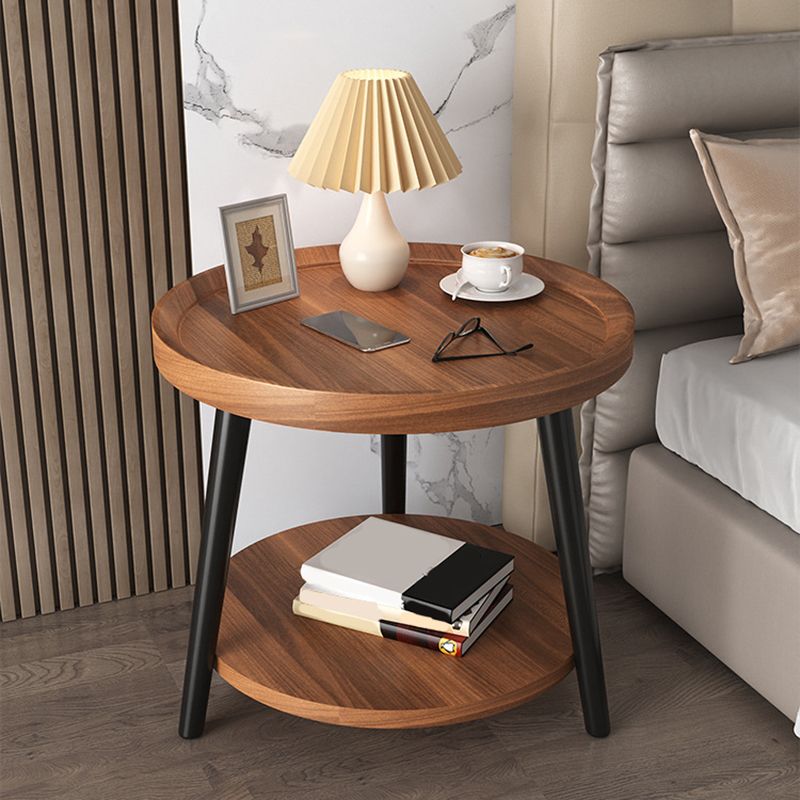 Contemporary Accent Table Nightstand Antique Finish Open Storage Night Table